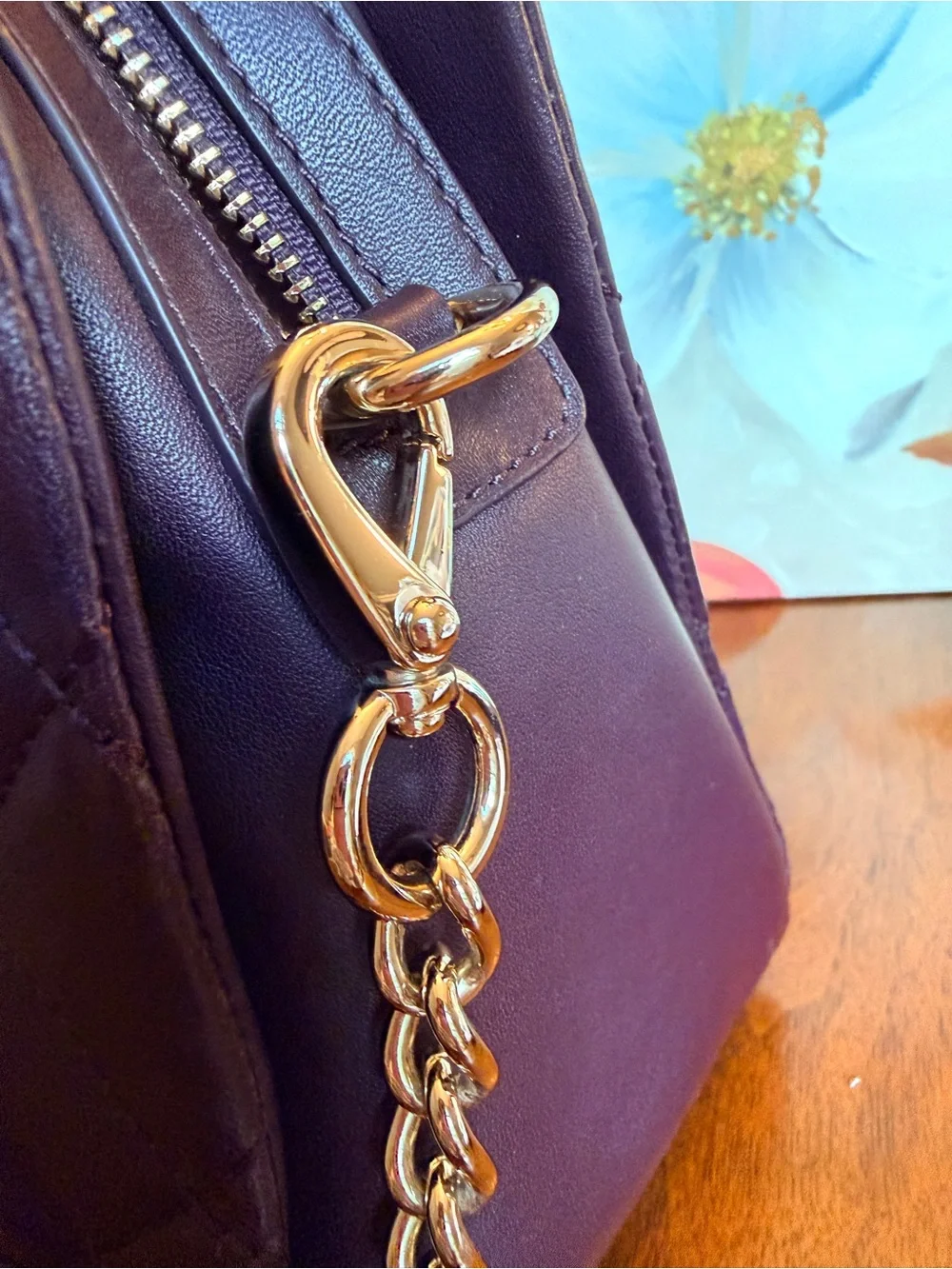 Kate Spade Eggplant 🍆 Quilted Leather Shoulder Bag w/Gold Hardware (GUC)